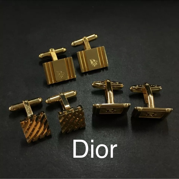Authentic Christian Dior Yves Saint Laurent Gold Tone Cufflinks & tie clip PICK1 - Picture 10 of 11